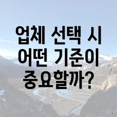 업체 선택 시 어떤 기준이 중요할까?