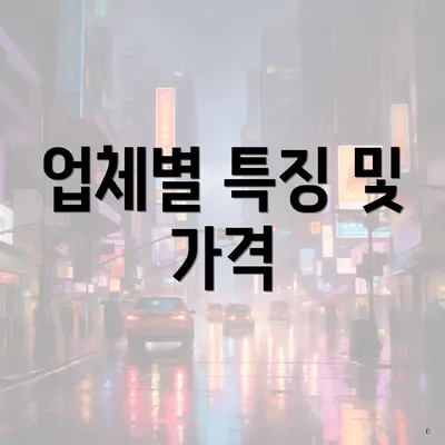 업체별 특징 및 가격