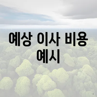 예상 이사 비용 예시