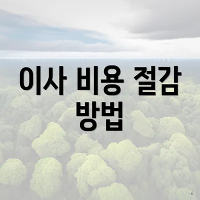 이사 비용 절감 방법