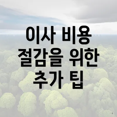 이사 비용 절감을 위한 추가 팁