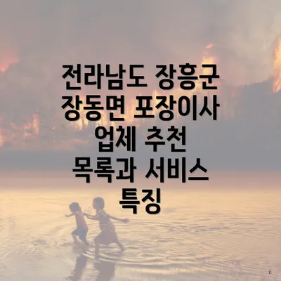 전라남도 장흥군 장동면 포장이사 업체 추천 목록과 서비스 특징