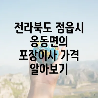 전라북도 정읍시 옹동면의 포장이사 가격 알아보기