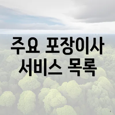 주요 포장이사 서비스 목록