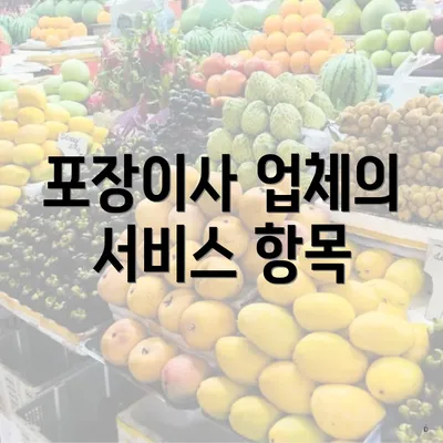 포장이사 업체의 서비스 항목