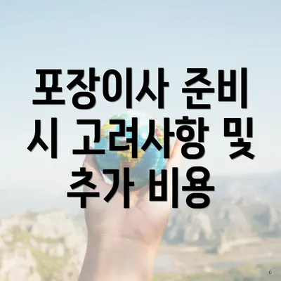 포장이사 준비 시 고려사항 및 추가 비용