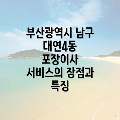 부산광역시 남구 대연4동 포장이사 서비스의 장점과 특징