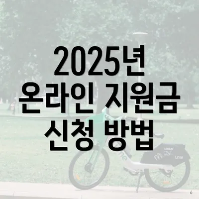 2025년 온라인 지원금 신청 방법