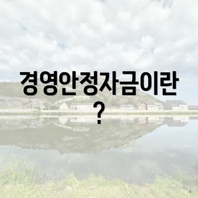 경영안정자금이란?