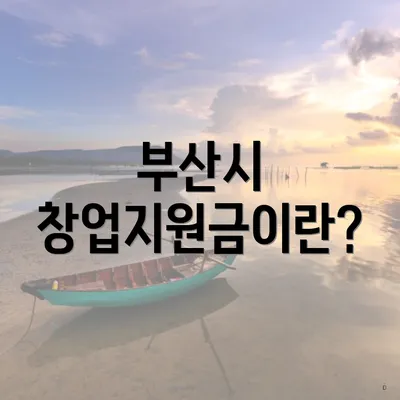부산시 창업지원금이란?