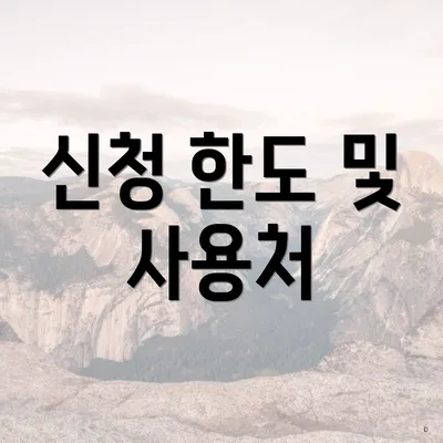 신청 한도 및 사용처