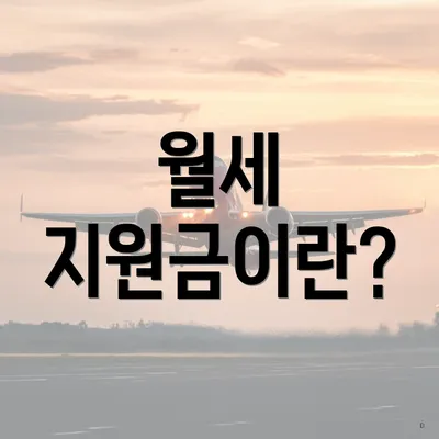 월세 지원금이란?