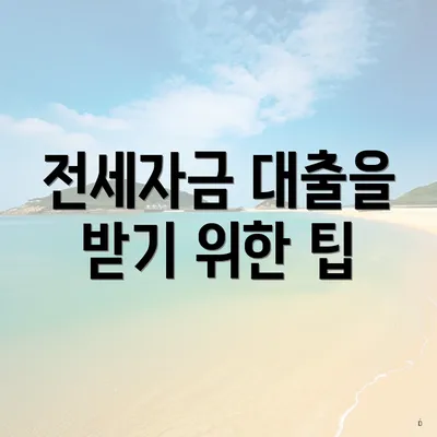 전세자금 대출을 받기 위한 팁