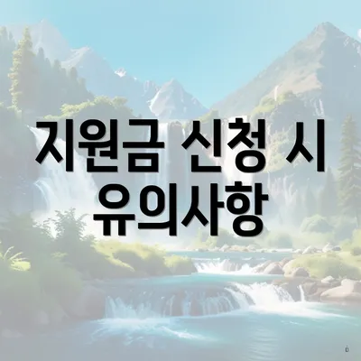 지원금 신청 시 유의사항
