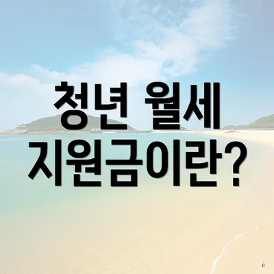 청년 월세 지원금이란?