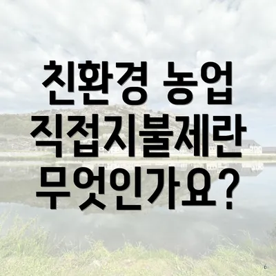 친환경 농업 직접지불제란 무엇인가요?