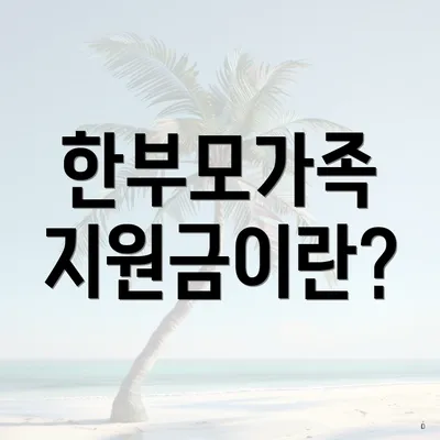 한부모가족 지원금이란?