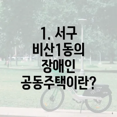 1. 서구 비산1동의 장애인 공동주택이란?