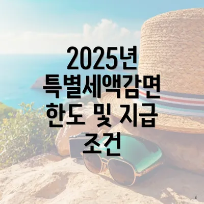 2025년 특별세액감면 한도 및 지급 조건