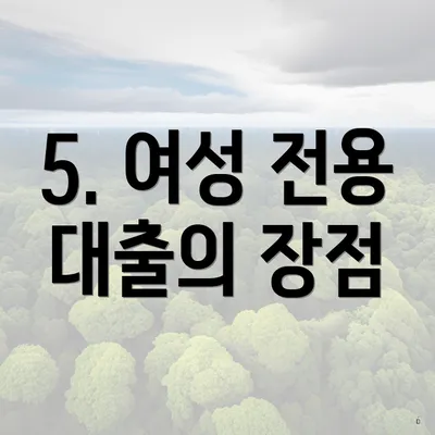 5. 여성 전용 대출의 장점