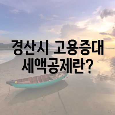 경산시 고용증대 세액공제란?