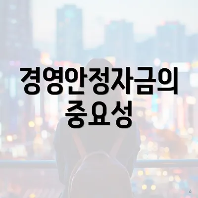 경영안정자금의 중요성