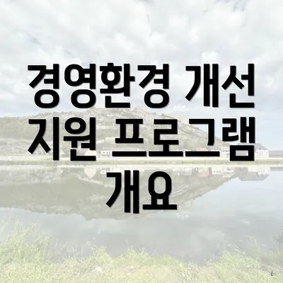 경영환경 개선 지원 프로그램 개요