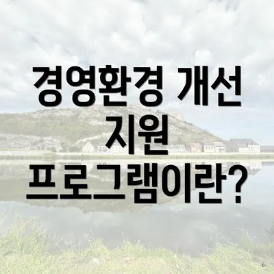 경영환경 개선 지원 프로그램이란?