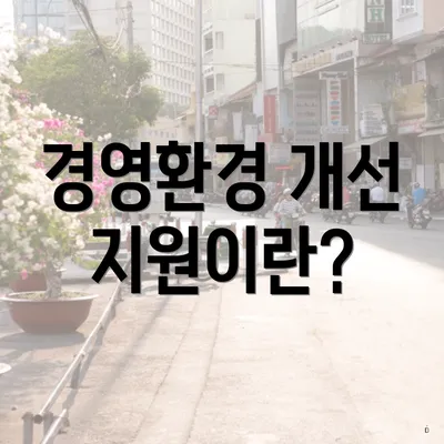 경영환경 개선 지원이란?