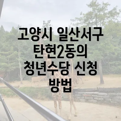 고양시 일산서구 탄현2동의 청년수당 신청 방법