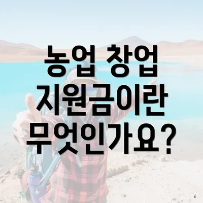 농업 창업 지원금이란 무엇인가요?