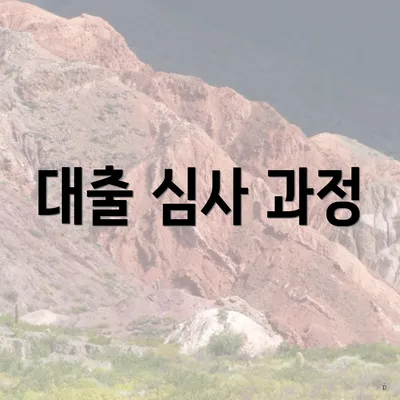 대출 심사 과정