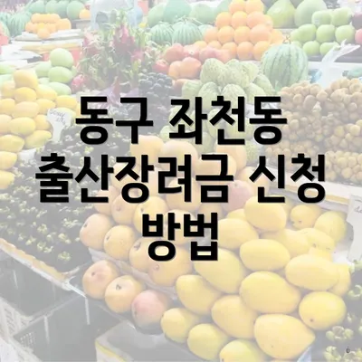 동구 좌천동 출산장려금 신청 방법
