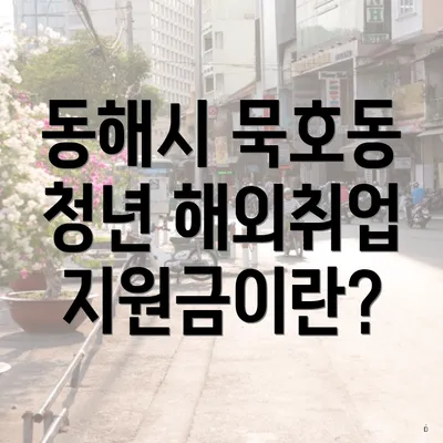 동해시 묵호동 청년 해외취업 지원금이란?