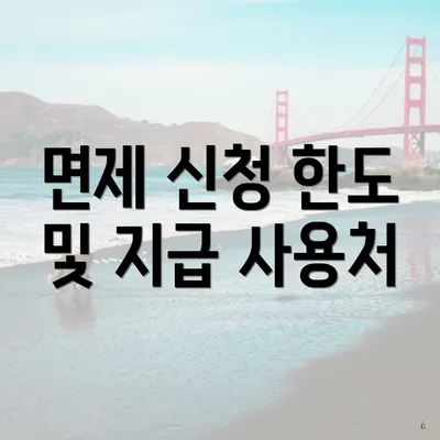 면제 신청 한도 및 지급 사용처