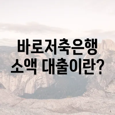 바로저축은행 소액 대출이란?
