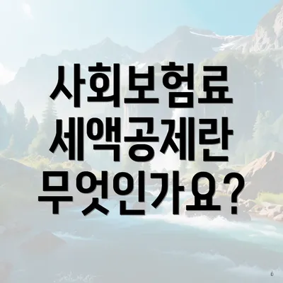 사회보험료 세액공제란 무엇인가요?