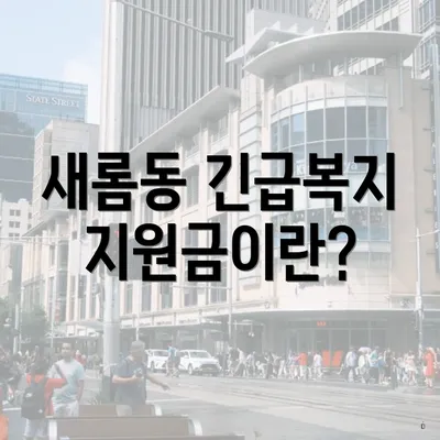 새롬동 긴급복지 지원금이란?