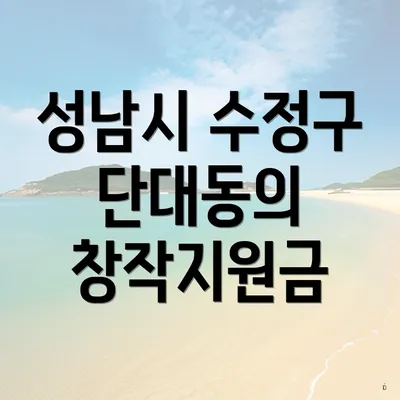 성남시 수정구 단대동의 창작지원금