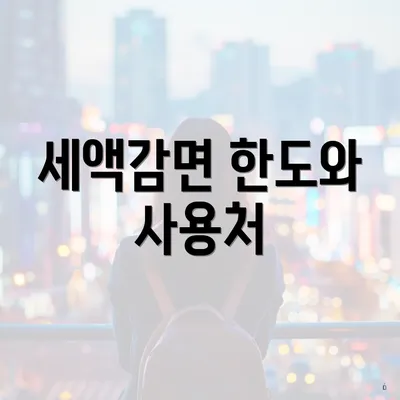 세액감면 한도와 사용처
