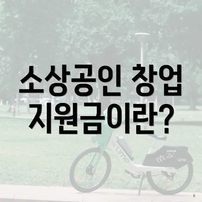 소상공인 창업 지원금이란?