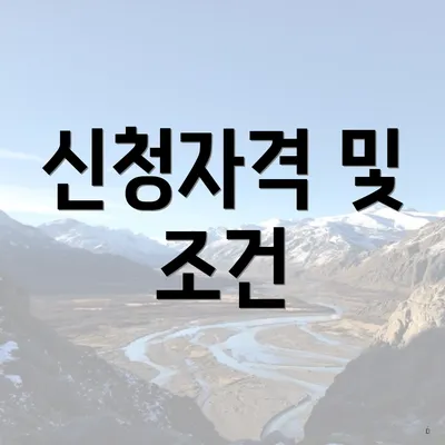 신청자격 및 조건