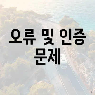 오류 및 인증 문제