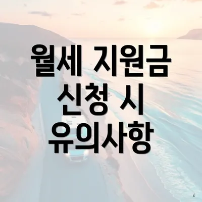 월세 지원금 신청 시 유의사항