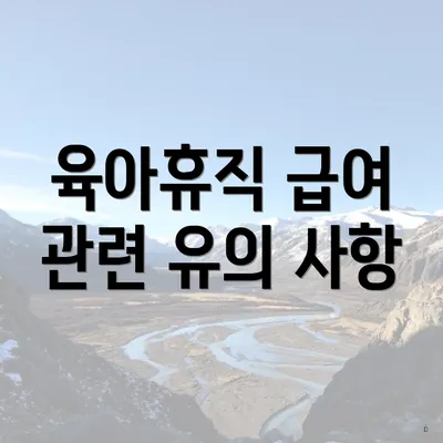 육아휴직 급여 관련 유의 사항