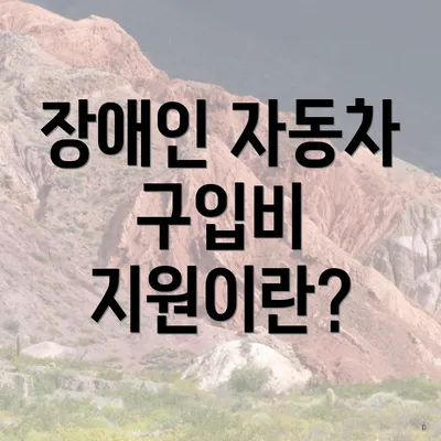 장애인 자동차 구입비 지원이란?