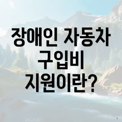 장애인 자동차 구입비 지원이란?