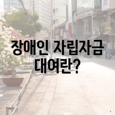 장애인 자립자금 대여란?