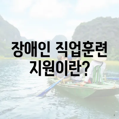 장애인 직업훈련 지원이란?