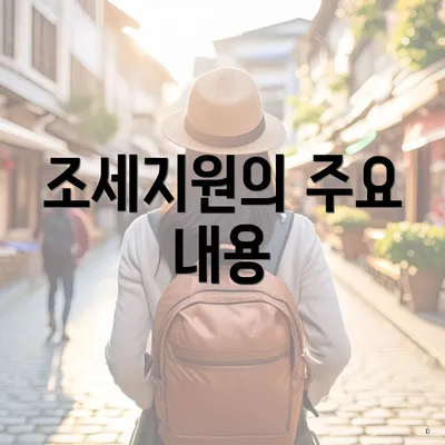 조세지원의 주요 내용